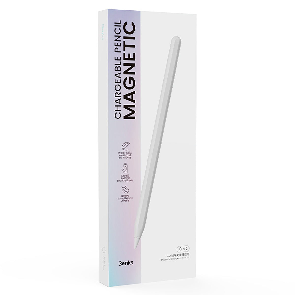 Benks Magnetik Wireless Şarj Özellikli Palm Rejection Kapasitif Dokunmatik Çizim Kalemi - 2 Benks Magnetik Wireless Şarj Özellikli Palm Rejection Kapasitif Dokunmatik Çizim Kalemi - 2